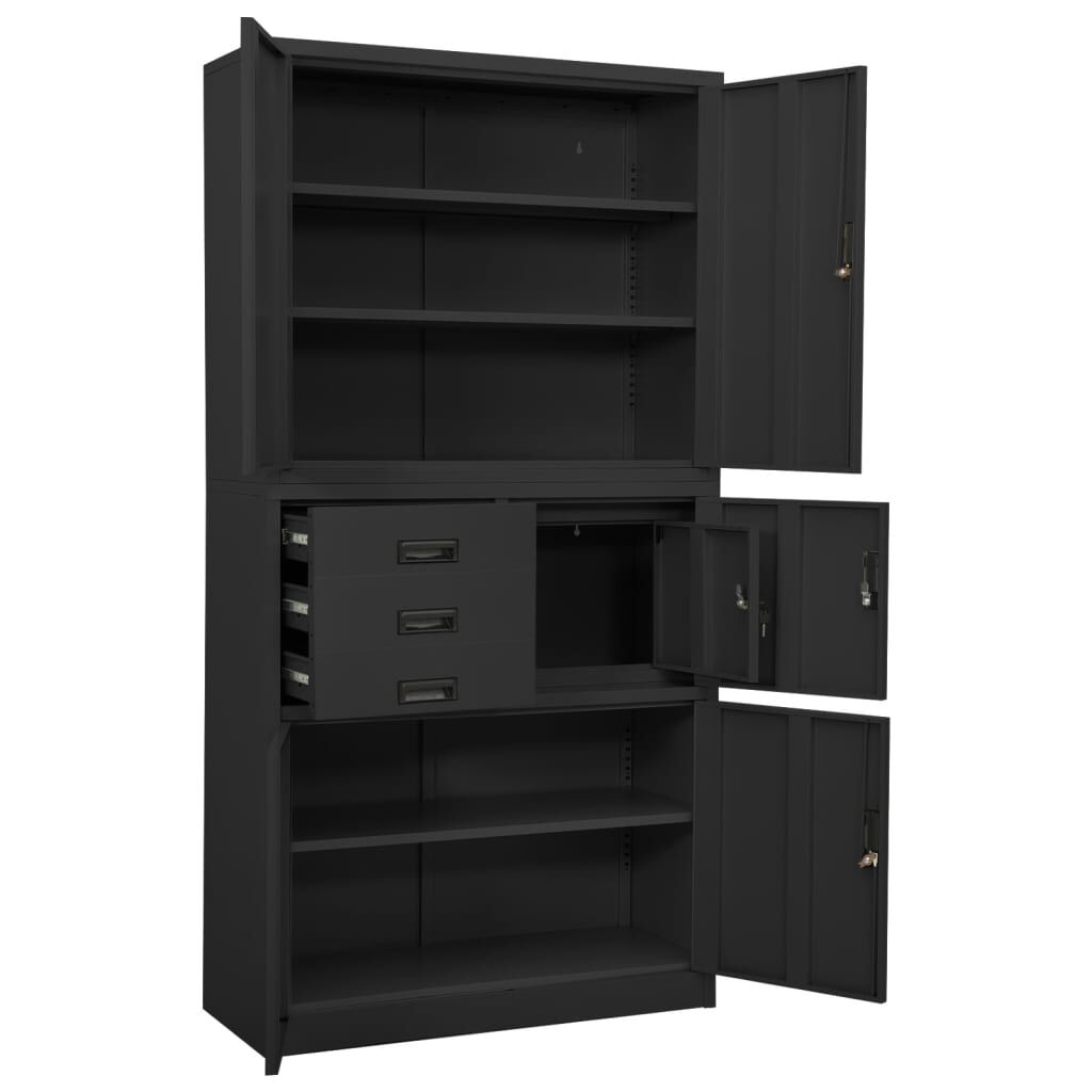 vidaXL Ντουλάπα Γραφείου Ανθρακί 90 x 40 x 180 εκ. Ατσάλινη