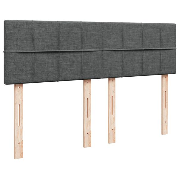 vidaXL Κρεβάτι Boxspring με Στρώμα Σκούρο Γκρι 140x190 εκ. Υφασμάτινο