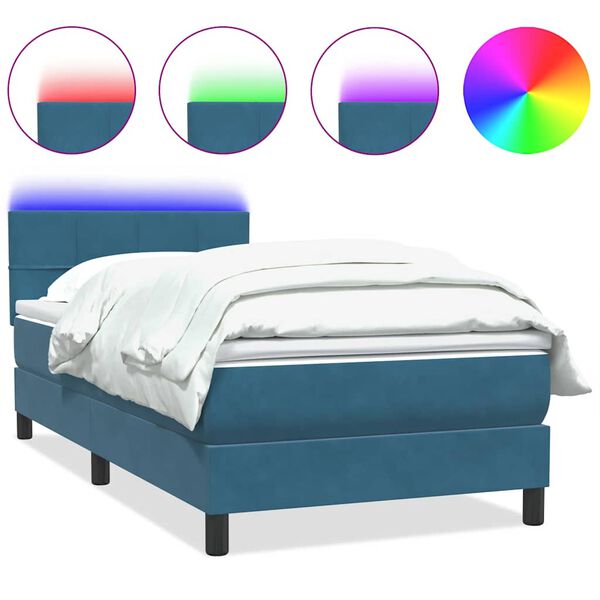 vidaXL &Kappa;&rho;&epsilon;&beta;ά&tau;&iota; Boxspring &mu;&epsilon; &Sigma;&tau;&rho;ώ&mu;&alpha; & LED &Sigma;&kappa;&omicron;ύ&rho;&omicron; &Mu;&pi;&lambda;&epsilon; 100x210 &epsilon;&kappa;. &Beta;&epsilon;&lambda;&omicron;ύ&delta;&iota;&nu;&omicron;