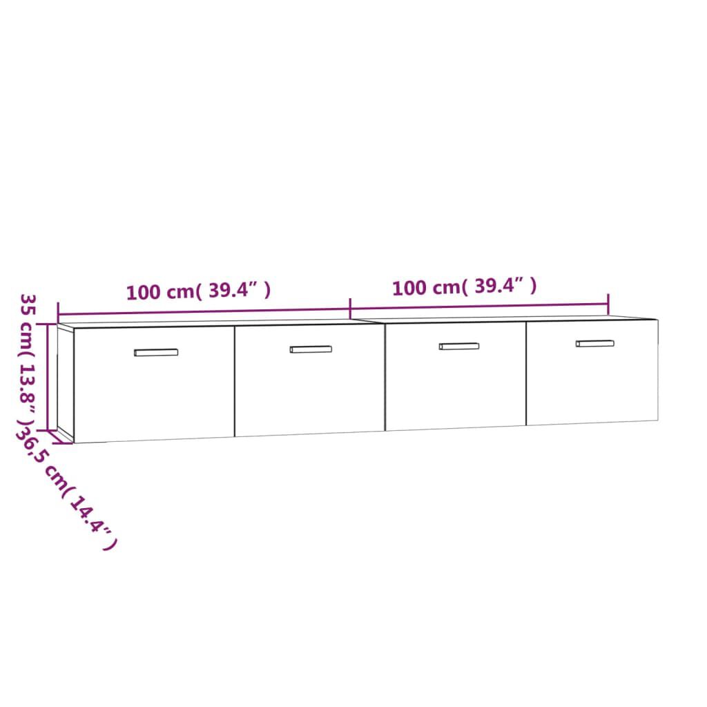 vidaXL Ντουλάπια Τοίχου 2 Τεμ. Λευκά 100x36,5x35εκ. Επεξεργασμένο Ξύλο