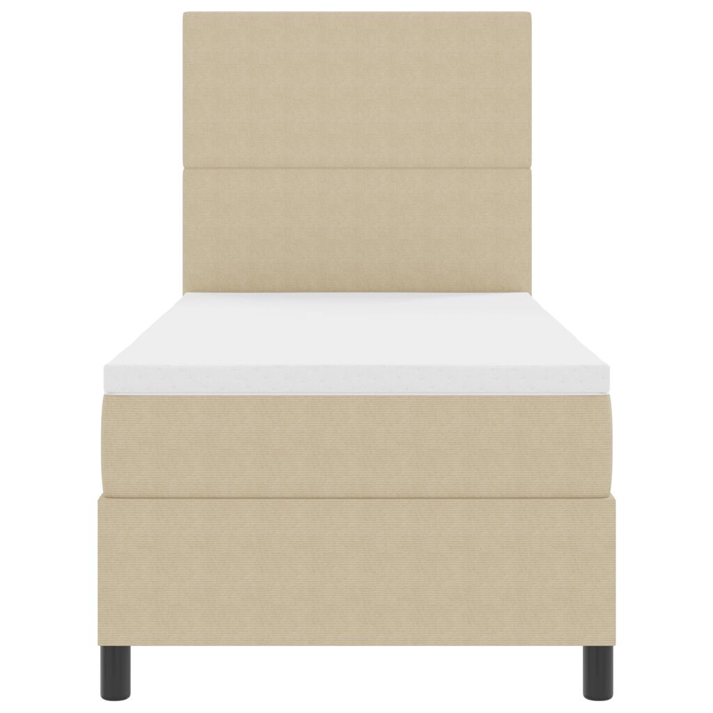vidaXL Κρεβάτι Box Spring με Στρώμα & LED Φως Πράσινο Γκρι 90x200 εκ Βελούδο