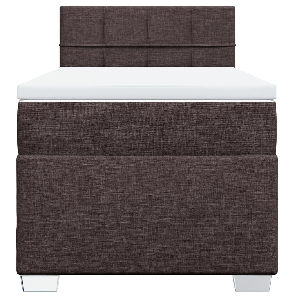 vidaXL Κρεβάτι Boxspring με Στρώμα Σκούρο Καφέ 100x200 εκ. Υφασμάτινο