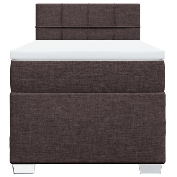 vidaXL Κρεβάτι Boxspring με Στρώμα Σκούρο Καφέ 100x200 εκ. Υφασμάτινο