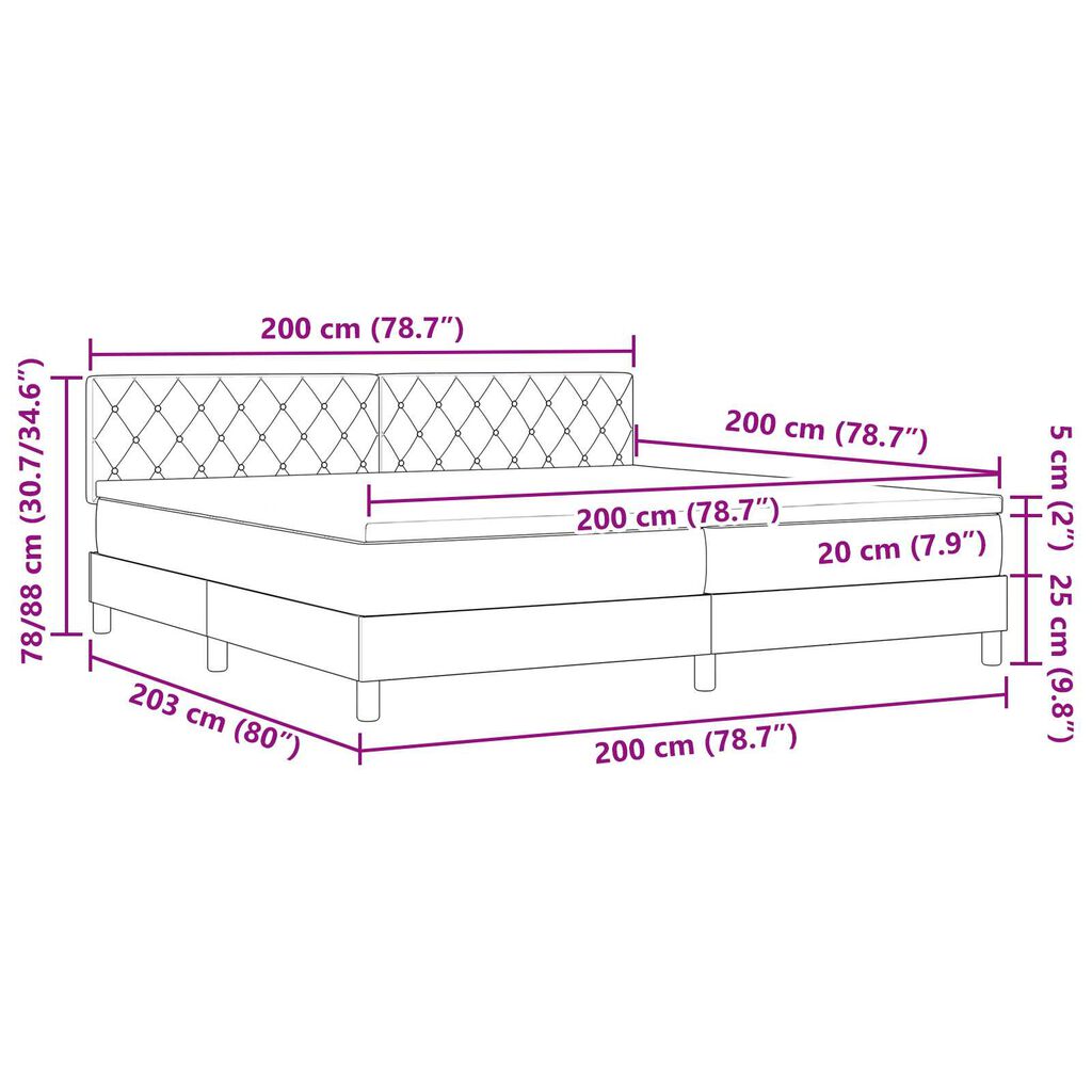 vidaXL Κρεβάτι με ελατήρια με στρώμα Μαύρο 200 x 200 cm Βελούδο