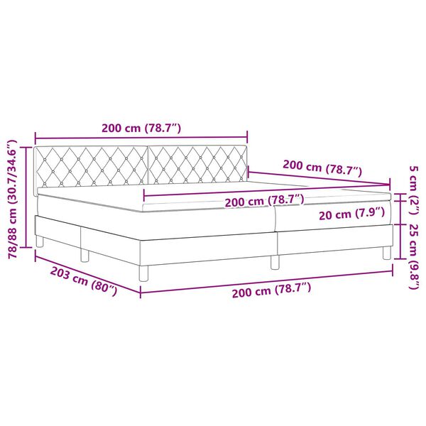 vidaXL Κρεβάτι με ελατήρια με στρώμα Μαύρο 200 x 200 cm Βελούδο
