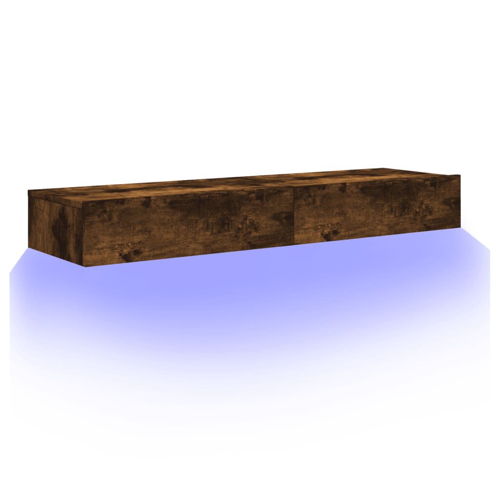 vidaXL Έπιπλα Τηλεόρασης με LED 2 τεμ. Καπνιστή Δρυς 60x35x15,5 εκ.