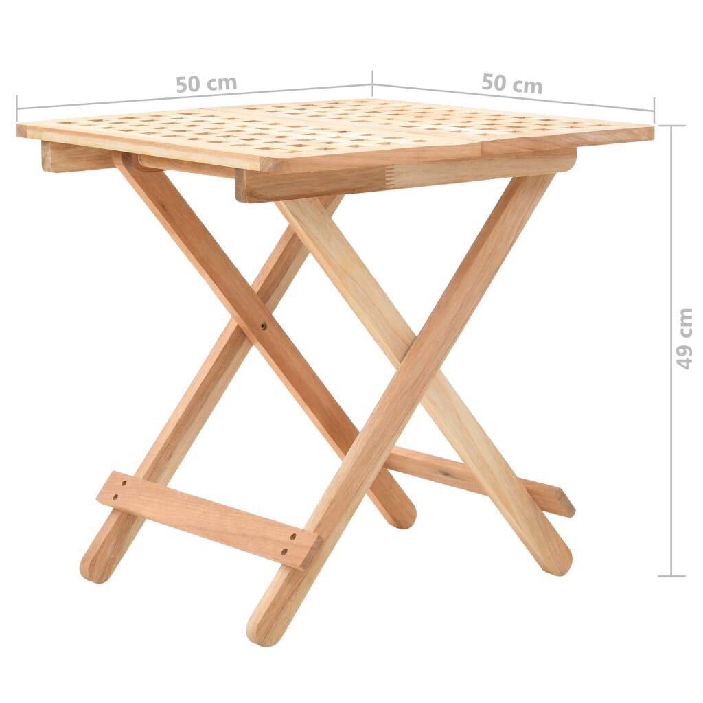 vidaXL Τραπέζι Βοηθητικό Πτυσσόμενο 50x50x49 εκ. Μασίφ Ξύλο Καρυδιάς