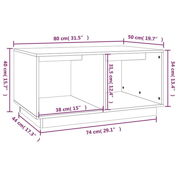 vidaXL Τραπεζάκι Σαλονιού Καφέ Μελί 80x50x40 εκ. Μασίφ Ξύλο Πεύκου