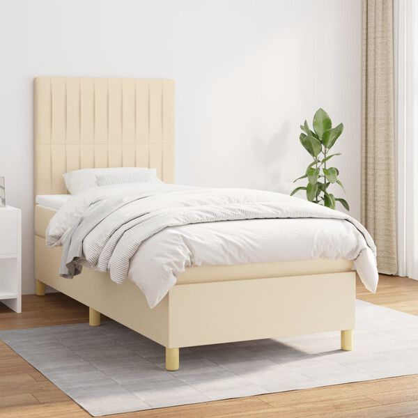 vidaXL &Kappa;&rho;&epsilon;&beta;ά&tau;&iota; Boxspring &mu;&epsilon; &Sigma;&tau;&rho;ώ&mu;&alpha; &Kappa;&rho;&epsilon;&mu; 100 x 200 &epsilon;&kappa;. &Upsilon;&phi;&alpha;&sigma;&mu;ά&tau;&iota;&nu;&omicron;