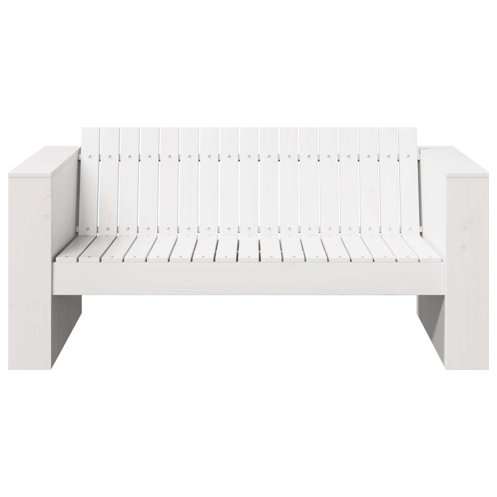 vidaXL Καναπές Κήπου Διθέσιος 134x60x62 cm Λευκός Μασίφ Ξύλο Πεύκο