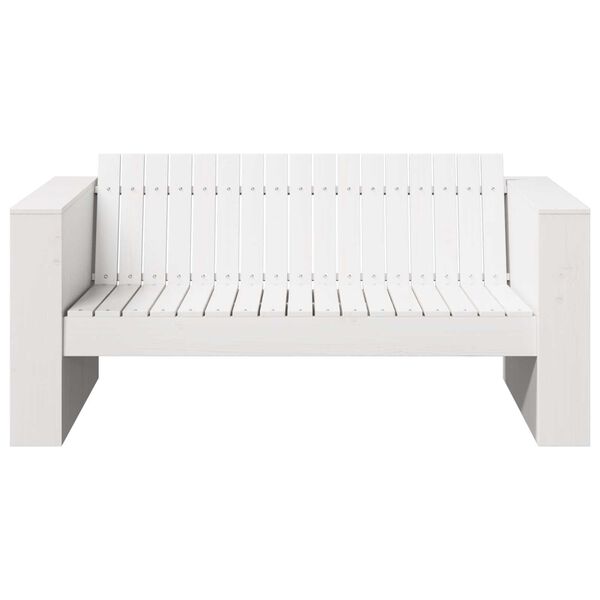 vidaXL Καναπές Κήπου Διθέσιος 134x60x62 cm Λευκός Μασίφ Ξύλο Πεύκο