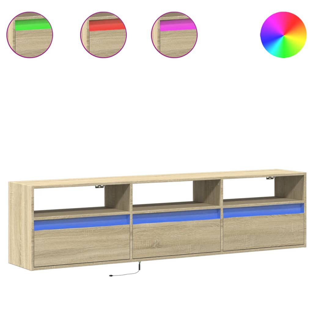vidaXL Έπιπλο Τοίχου Τηλεόρασης με LED Sonoma Δρυς 180x31x45 εκ.