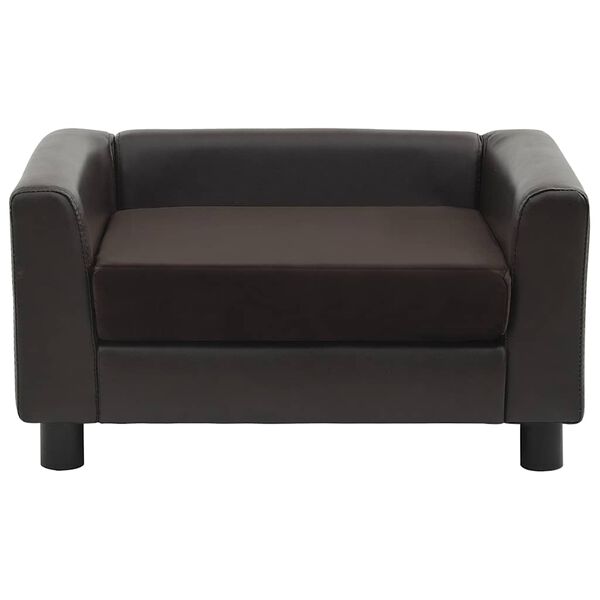 vidaXL Καναπές-Κρεβάτι Σκύλου Καφέ 60x43x30 εκ. Βελουτέ/Συνθετ. Δέρμα