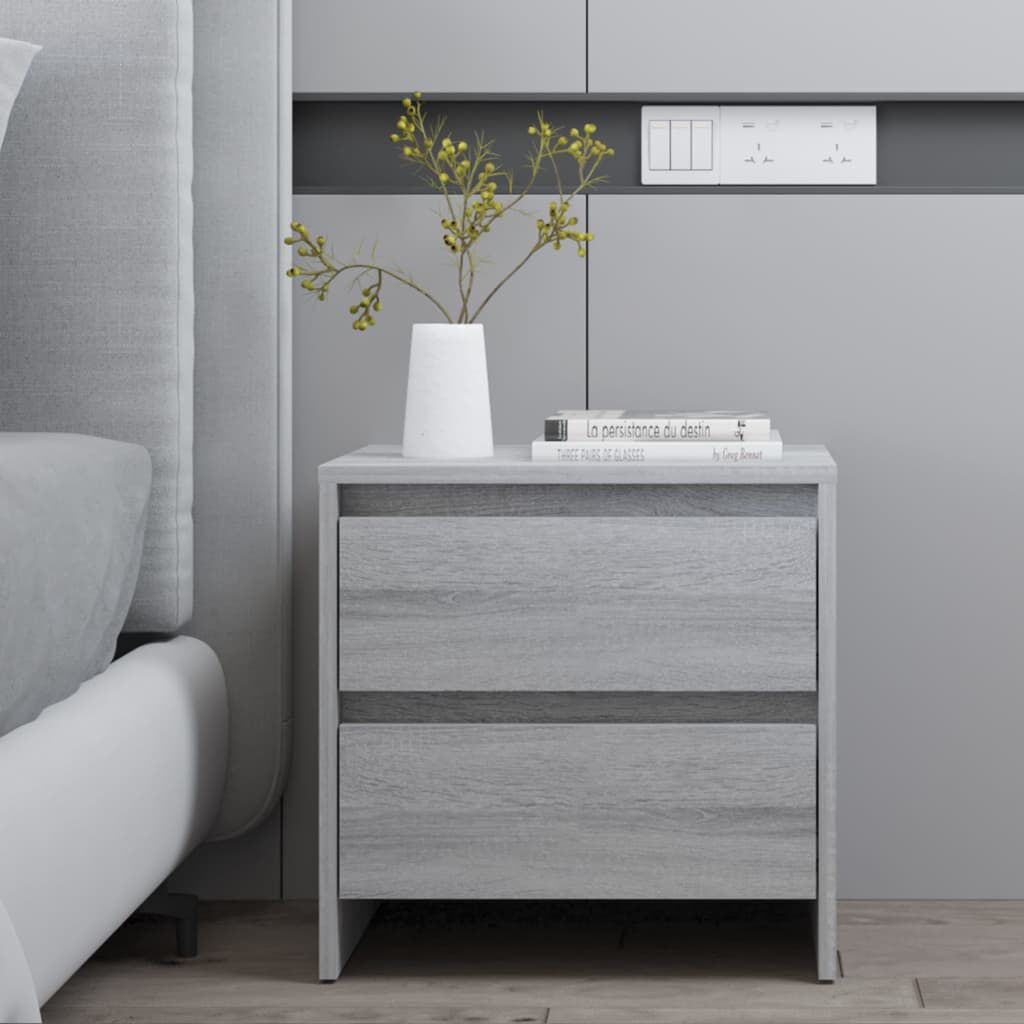 vidaXL Κομοδίνα 2 τεμ. Γκρι Sonoma 45 x 34,5 x 44,5 εκ. Μοριοσανίδα
