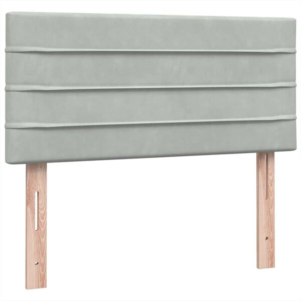 vidaXL Box Spring κρεβάτι με στρώμα ανοιχτό γκρι 90x210 cm Βελούδινο
