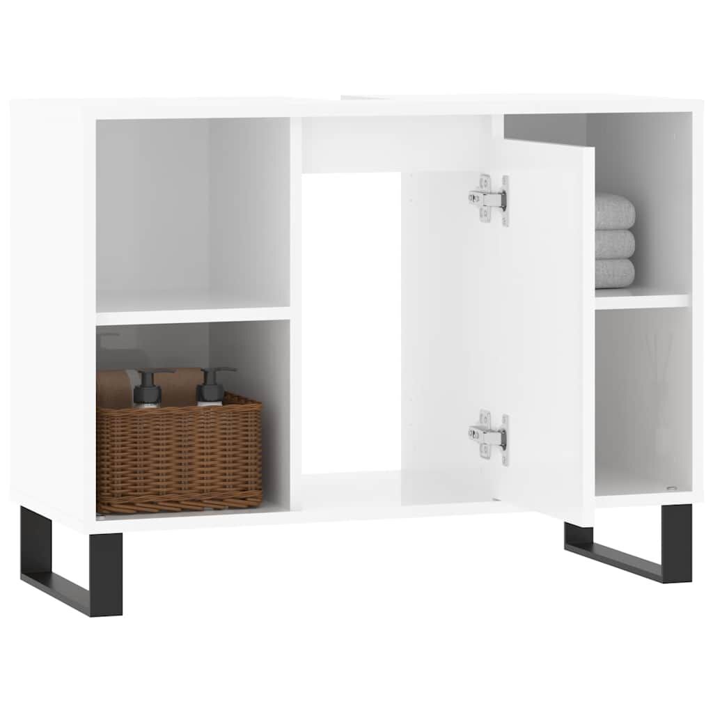 vidaXL Ντουλάπι Μπάνιου Γυαλ. Λευκό 80 x 33 x 60 εκ. από Επεξεργ. Ξύλο