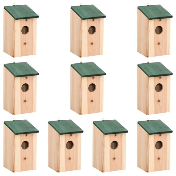 vidaXL Φωλιές Πουλιών 10 τεμ. 12 x 12 x 22 εκ. από Μασίφ Ξύλο Ελάτης