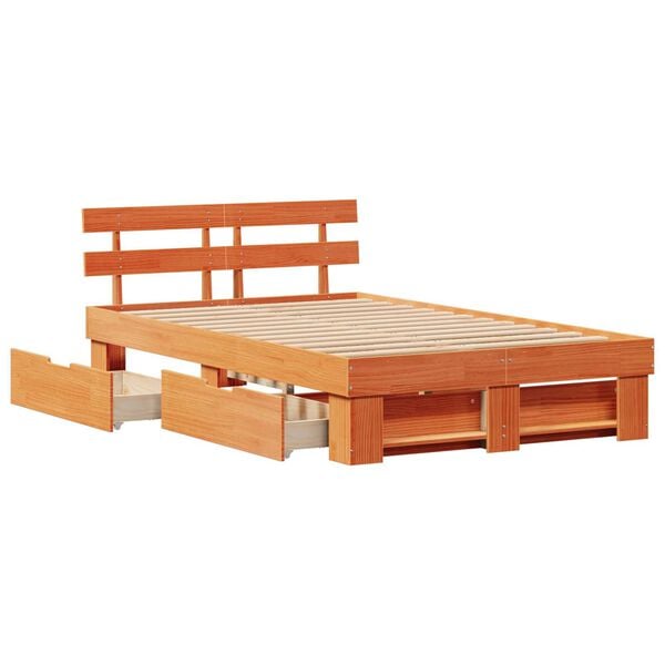 vidaXL Σκελετός Κρεβατιού Καφέ κεριού 120 x 200 cm Στερεό Ξύλο