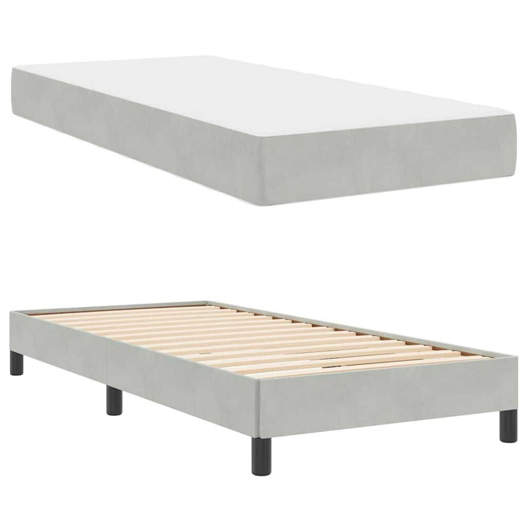 vidaXL Κρεβάτι box spring με στρώμα Ανοιχτό γκρι 80 x 200 cm Βελούδο