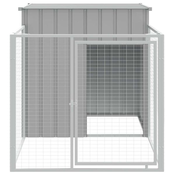 vidaXL Σπιτάκι Σκύλου με Αυλή Αν. Γκρι 110x201x110 εκ. Γαλβαν. Χάλυβας
