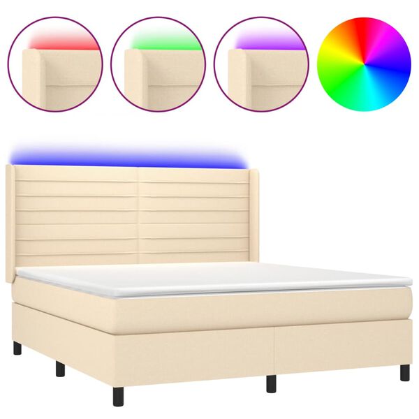 vidaXL &Kappa;&rho;&epsilon;&beta;ά&tau;&iota; Boxspring &mu;&epsilon; &Sigma;&tau;&rho;ώ&mu;&alpha; & LED &Kappa;&rho;&epsilon;&mu; 180x200 &epsilon;&kappa;. &Upsilon;&phi;&alpha;&sigma;&mu;ά&tau;&iota;&nu;&omicron;