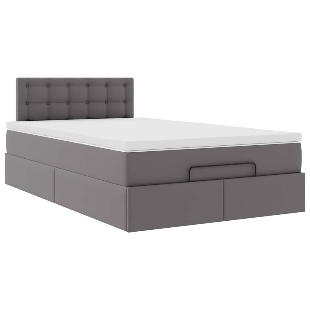 vidaXL Οθωμανικό κρεβάτι με στρώμα Γκρι 120x200cm Faux Leather