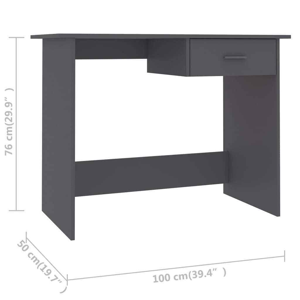 vidaXL Γραφείο Γκρι 100 x 50 x 76 εκ. από Μοριοσανίδα