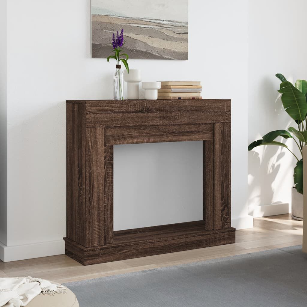 vidaXL Πλαίσιο Τζακιού Καφέ Δρυς 100x30x87,5 εκ. από Επεξ. Ξύλο