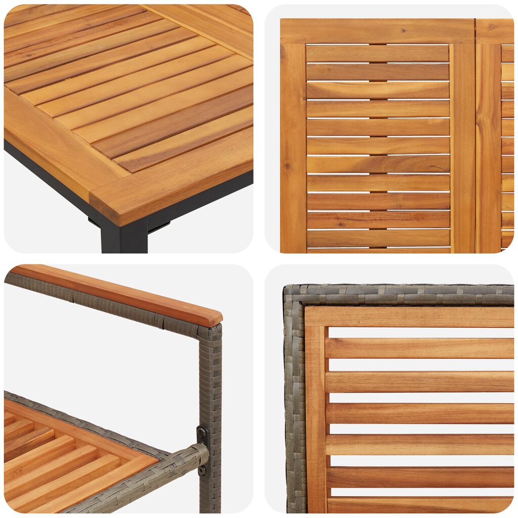 vidaXL Σέτ φαγητού για κήπο 5 pcs Γκρι 90 x 90 x 75 cm συνθετικό ρατάν