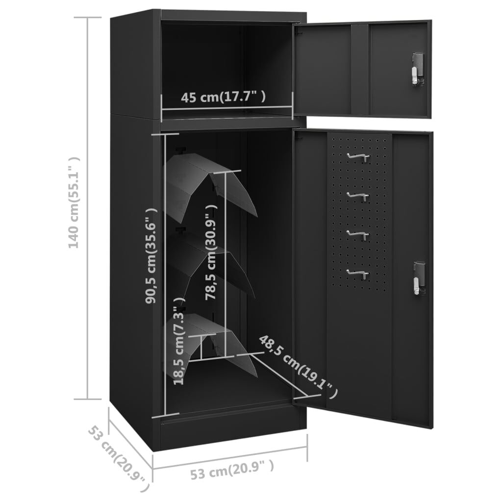vidaXL Ντουλάπα για Σέλα Ανθρακί 53 x 53 x 140 εκ. Ατσάλινη