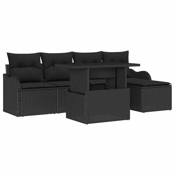 vidaXL Σετ Καναπέ Κήπου με μαξιλάρι 6 pcs Μαύρο Πολυ ράταν
