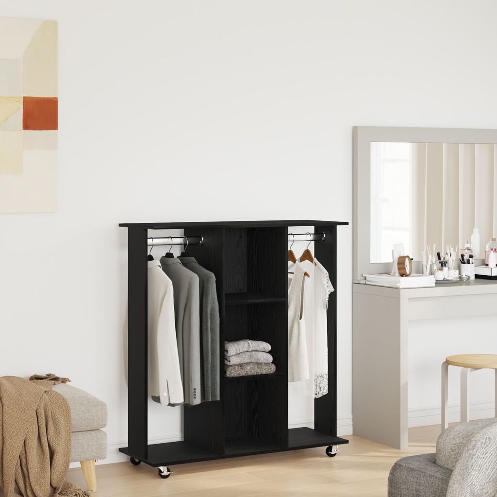 vidaXL Ντουλάπα με Ρόδες Μαύρη Δρυς 102x38x110 εκ Επεξεργασμένο Ξύλο