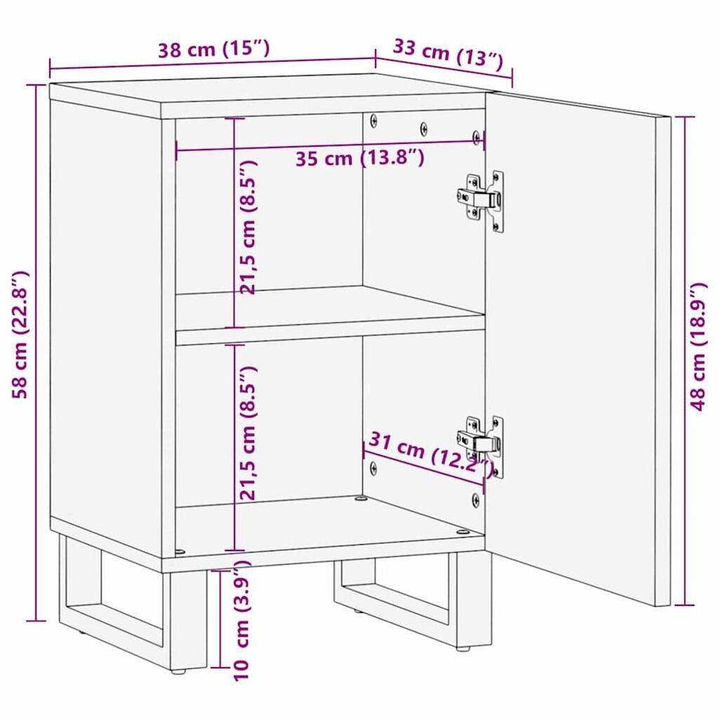 vidaXL Ντουλάπι Μπάνιου με ράφι Καφέ, Μαύρο 38 x 33.5 x 58 εκ.