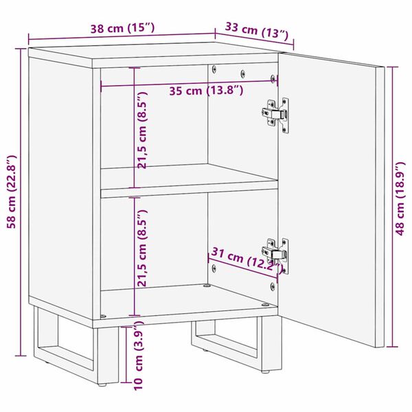 vidaXL Ντουλάπι Μπάνιου με ράφι Καφέ, Μαύρο 38 x 33.5 x 58 εκ.