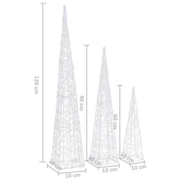 vidaXL Κώνοι Διακοσμητικοί LED Ακρυλικοί Σετ Μπλε 60/90/120 εκ
