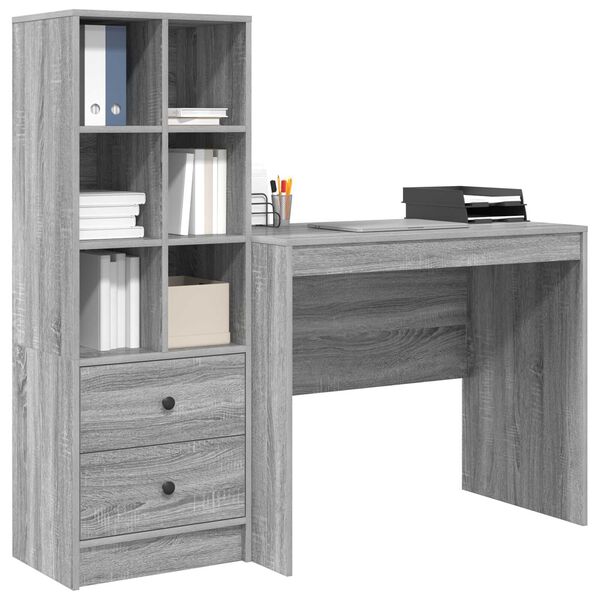 vidaXL Γραφείο με αποθηκευτικό χώρο 2 pcs Γκρι sonoma 90 x 50 x 76 εκ.