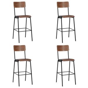 vidaXL Σκαμπό Μπαρ 4 τεμ. Μαύρα από Μασίφ Κόντρα Πλακέ και Ατσάλι