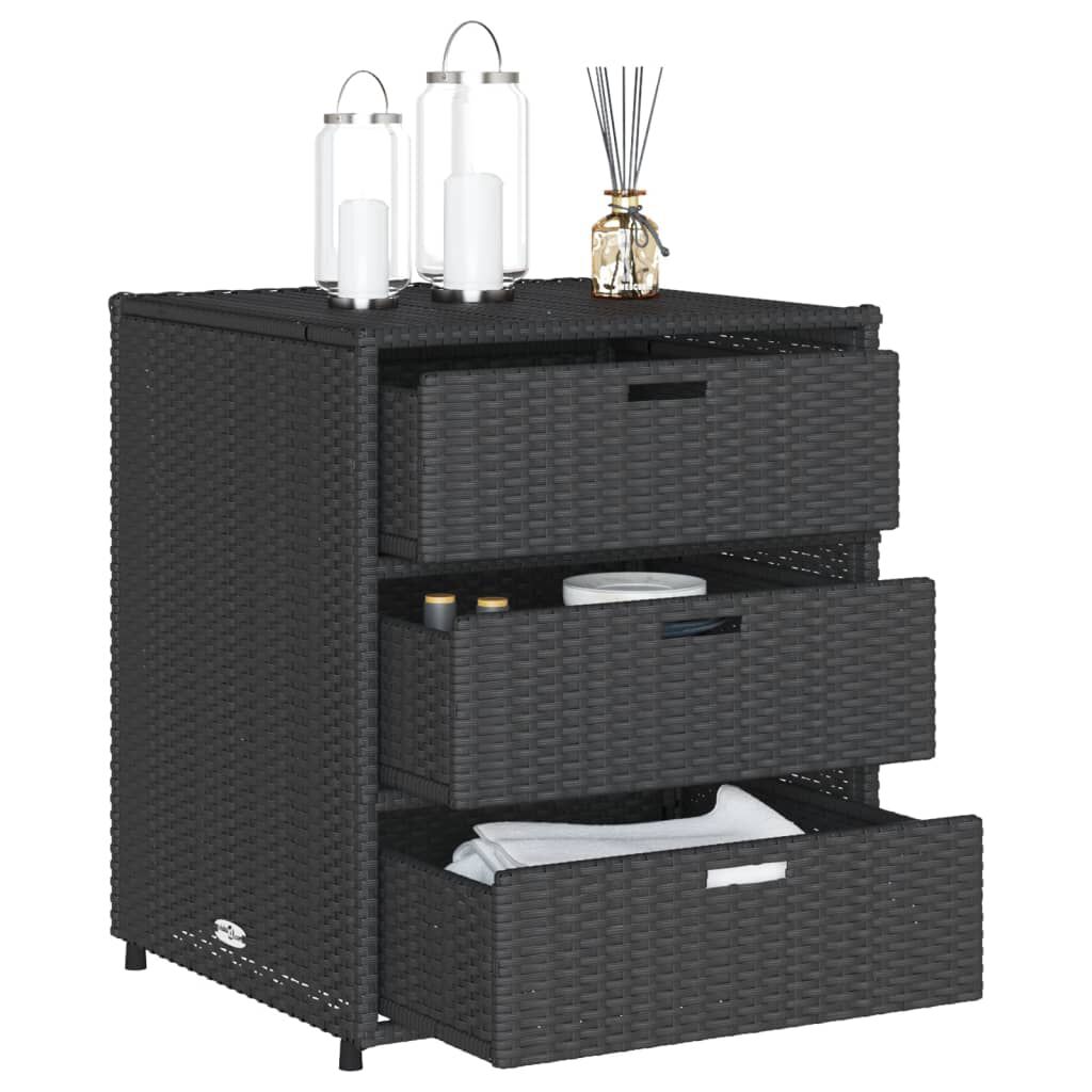 vidaXL Ντουλάπι Αποθήκευσης Κήπου Μαύρο 55x59x69 εκ. Συνθετικό Ρατάν