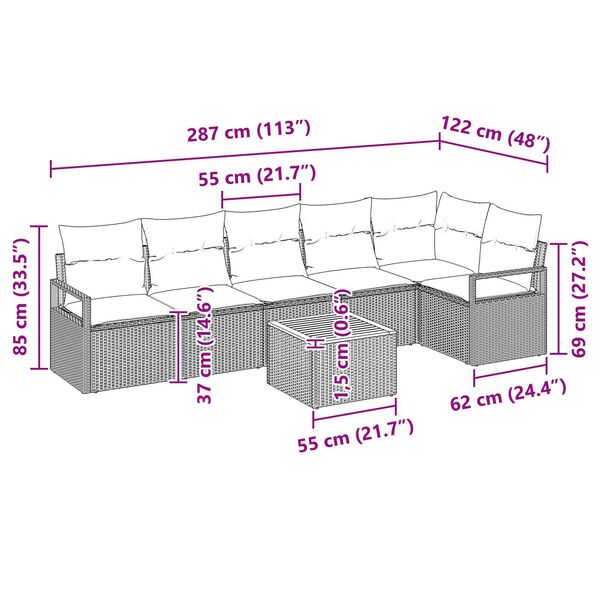 vidaXL Σετ Καναπέ Κήπου 7 pcs μπεζ και ανοιχτό γκρι