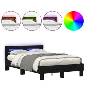 vidaXL Σκελετός Κρεβατιού Μαύρη δρυς 135 x 190 cm Επεξεργασμένο ξύλο