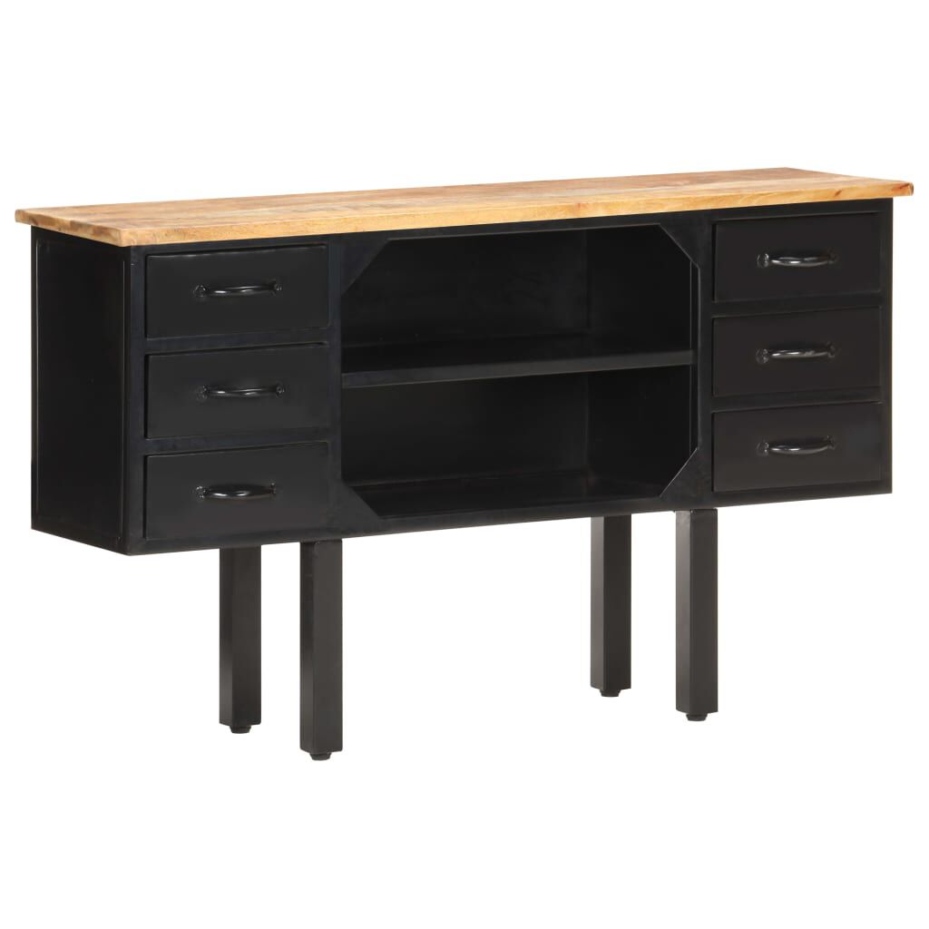 vidaXL Μπουφές 110x30x65 εκ. Μασίφ Ακατέργαστο Ξύλο Μάνγκο και Ατσάλι