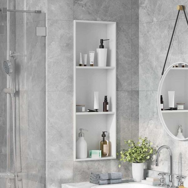 vidaXL Νίτσα Μπάνιου Λευκό 90 x 30 x 9.5 εκ. Ανοξείδωτο ατσάλι