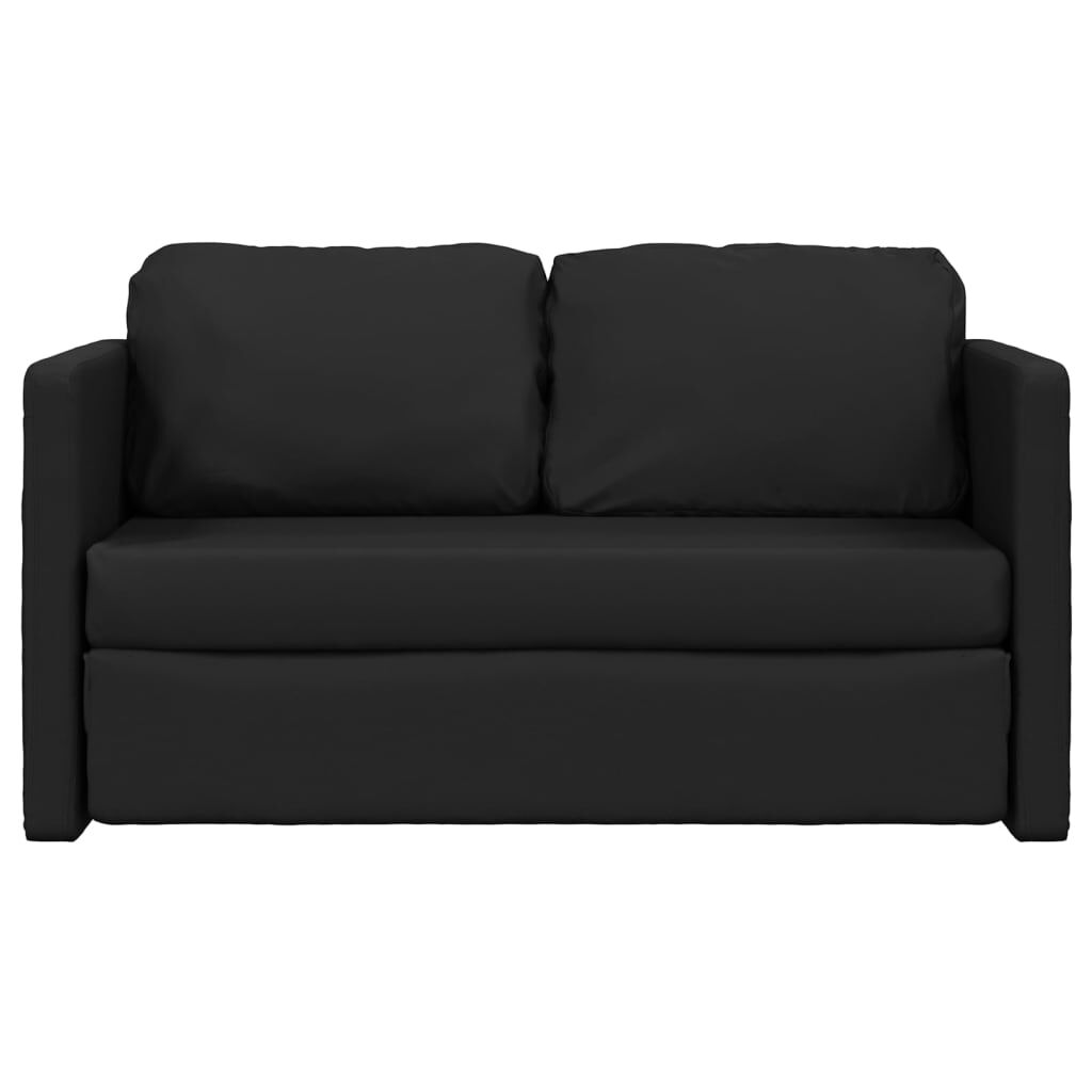 vidaXL Καναπές-Κρεβάτι Δαπέδου 2 σε 1 Μαύρο 112x174x55 εκ. Συνθ. Δέρμα