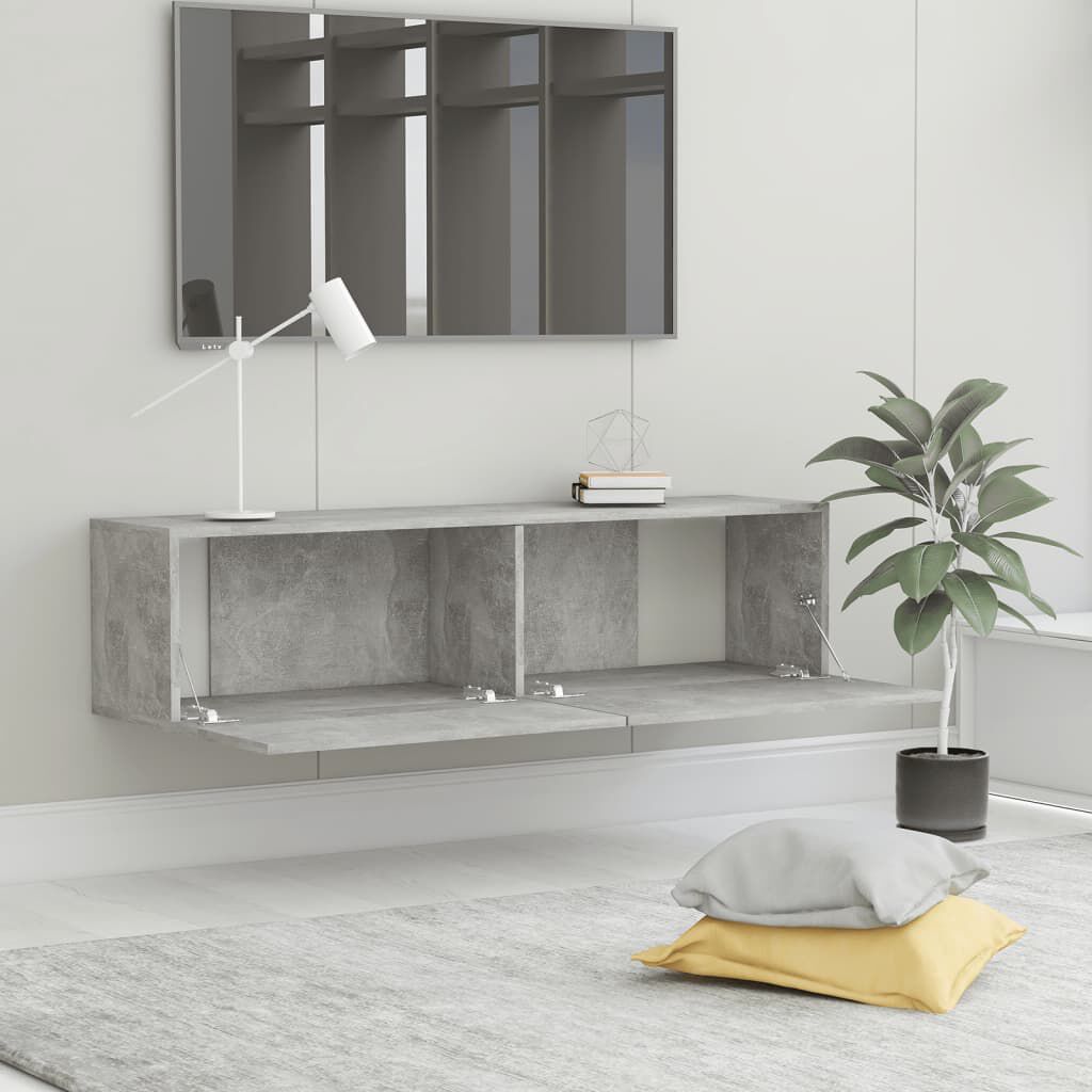 vidaXL Έπιπλο Τηλεόρασης Γκρι Σκυροδέματος 120x30x30εκ. από Επεξ. Ξύλο