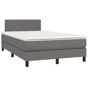 vidaXL Κρεβάτι Boxspring με Στρώμα Γκρι 120x190εκ. από Συνθετικό Δέρμα