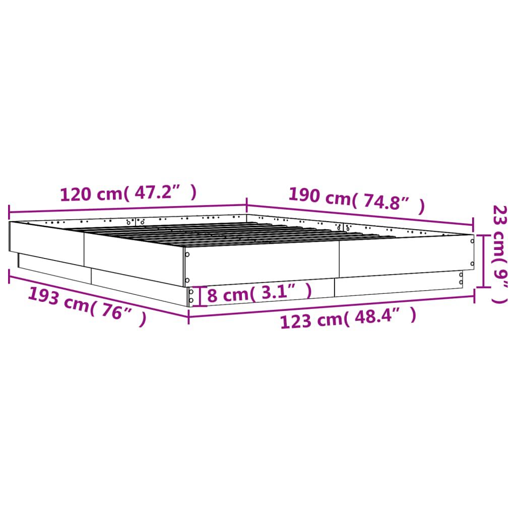 vidaXL Πλαίσιο Κρεβατιού Sonoma Δρυς 120x190 εκ. Επεξεργασμένο Ξύλο