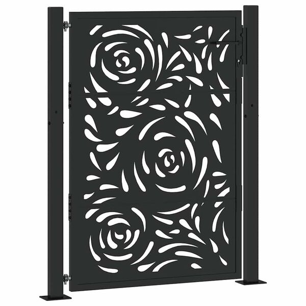 vidaXL Πύλη κήπου Μαύρη 105x130 cm Ατσάλινη φλόγα σχεδιασμού