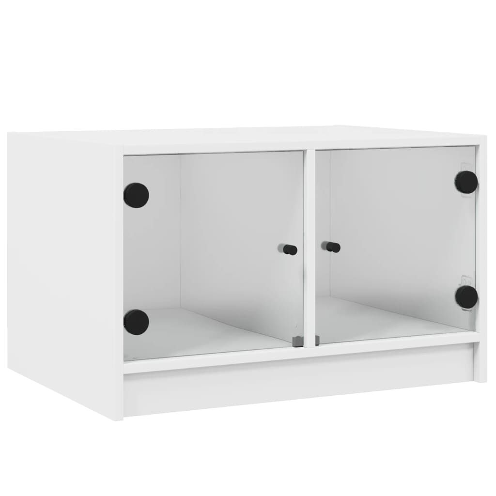 vidaXL Τραπεζάκι Σαλονιού Λευκό 68x50x42 εκ. με Γυάλινες Πόρτες