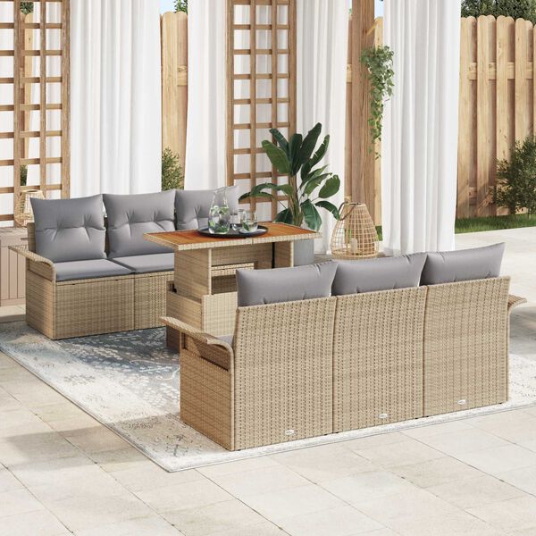 vidaXL Σετ Καναπέ Κήπου 7 pcs μπεζ και ανοιχτό γκρι 100 x 55 x 73 εκ