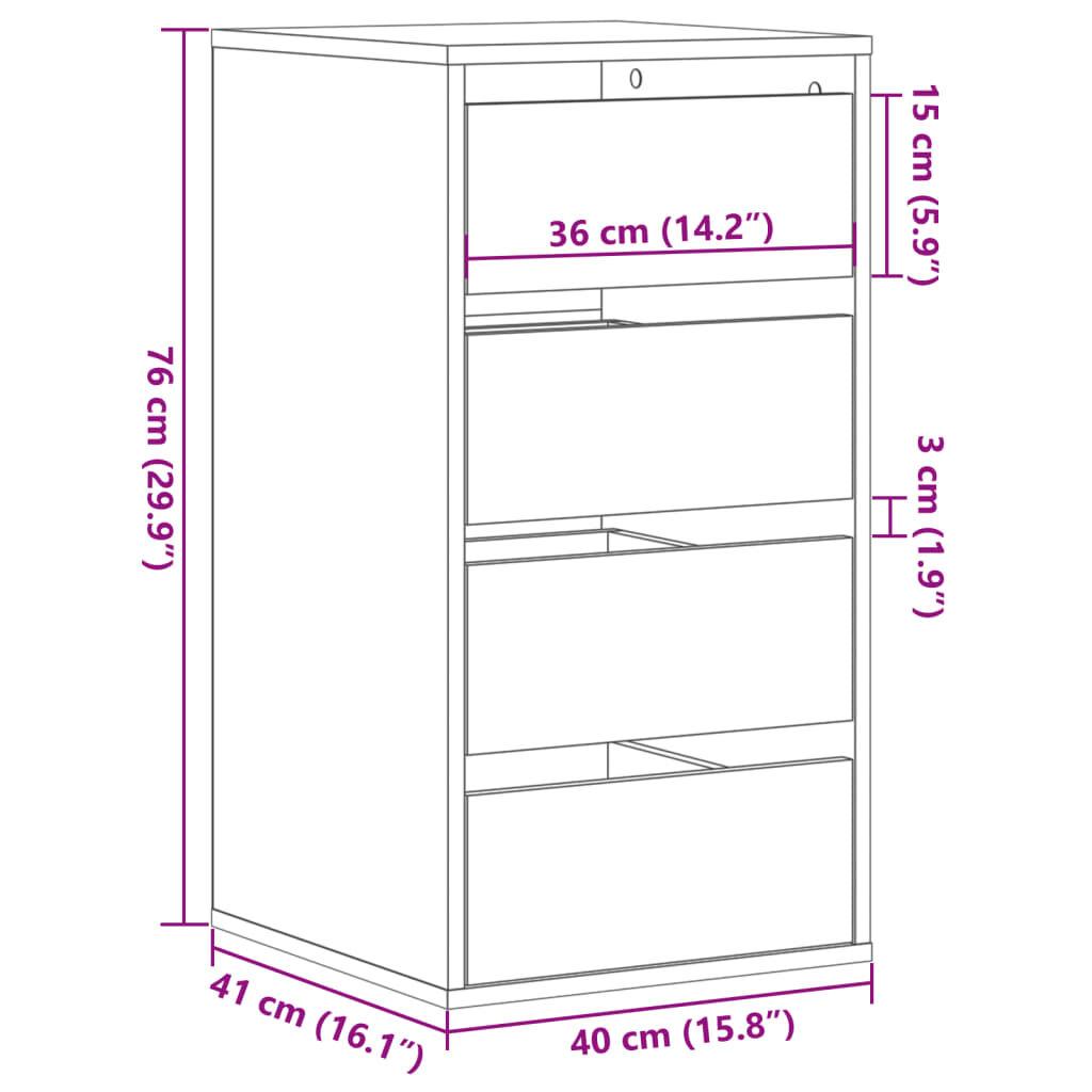 vidaXL Συρταριέρα Sonoma Δρυς 40x41x76 εκ. από Επεξεργ. Ξύλο